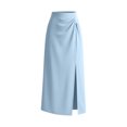thumbnail image 3 of Wxolcjlv Womens Twist Front Midi Skirt High Waist Side Slit Slim Skirts, 3 of 7