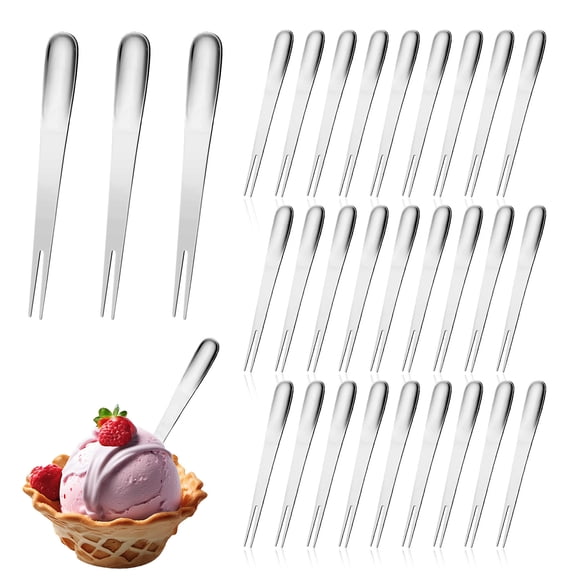 30 Pieces Stainless Steel Tea Spoons Set, 2 in 1 Dessert Spoons Stirrer Cutlery, Cake Forks Bar for Tasting Serving Appetizer Espresso Coffee Cocktail Kitchen Dining 4.8''/12.2 CM