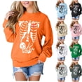 thumbnail image 2 of KHONTS Women Skeleton Sweatshirt Halloween Maternity Sweatshirts Crewneck Pullover Tops Pregnancy Announcement Tee Tops White XL, 2 of 5
