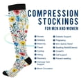 thumbnail image 2 of FORMRS Womens Knee High Socks Casual Long Thick Travel Daily Wear, 2 Pairs, Blue Wildflower Pattern, 2 of 6