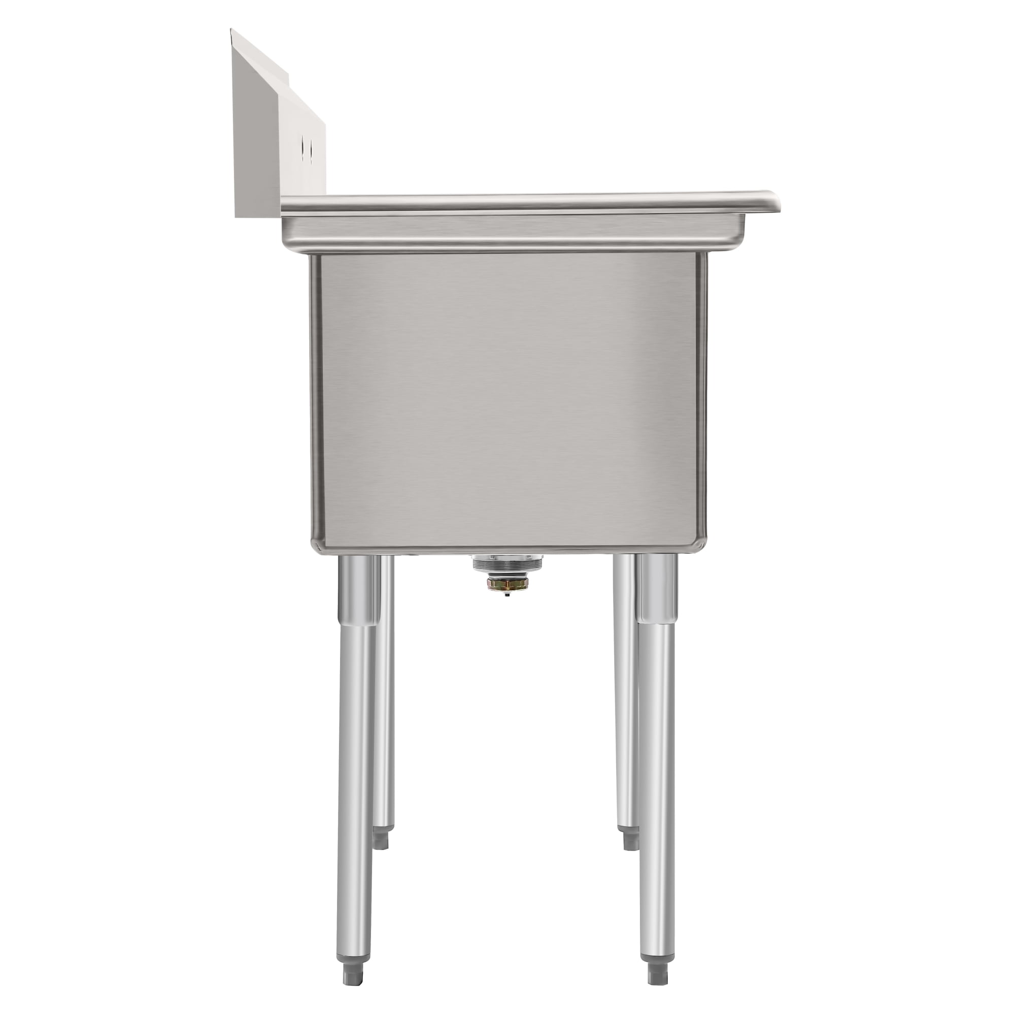42 in. 18-Gauge 2-Compartment Commercial Sink with Backsplash, Bowl Dimensions 18"x18"x14" in Stainless-Steel (KM-SB181814-N3)