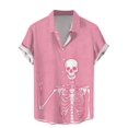 thumbnail image 3 of Camisas vintage con estampado floral de calaveras para hombre, divertidas camisetas de manga corta con estampado de calaveras en 3D, camisas hawaianas con solapa estampada para hombre, 3 of 5
