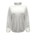 thumbnail image 4 of POROPL Sweaters for Women Trendy Long Sleeve High Neck Sweater Casual Knitted Flower Pullover Size S-XL, 4 of 4