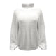 thumbnail image 4 of Puntoco Suéter Casual De Mujer Color Sólido Flor Trenzada Manga Larga Jersey De Punto Suéter De Cuello Alto Liquidación De Navidad Puntoco Puntoco-3841, 4 of 4