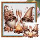 thumbnail image 1 of Hilo de bordar de algodón ecológico completo, punto de cruz de pareja de gnomos impreso de 11CT, 45x45cm, 1 of 9