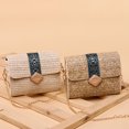 thumbnail image 2 of Bolso de hombro para mujer, bolso de paja con solapa, correa de cadena, embragues Irfora Beige, 2 of 7