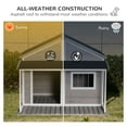 thumbnail image 4 of PawHut Outdoor Dog House Cabin Style, Wooden Raised Pet Kennel with Asphalt Roof, Front Door, Side Window, Porch for Medium/Large Dogs, Loading 53 Lbs., Grey, 4 of 9