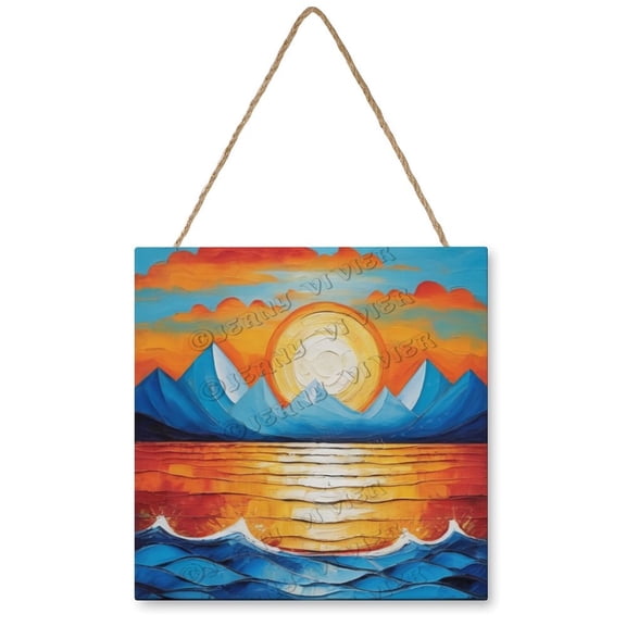 Sunrise Wall Art Wooden Sign Shabby Chic Country Decor Vintage Pictures for Bedroom Bathroom Kitchen Wall Decorations Bar Interior Decor 12"x12" Wooden Hanging Signs