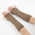 thumbnail image 5 of Guantes Invierno para Mujer, de Punto con Orificio para El Calentadores de Elásticos Unisex de Color Sólido, Térmica C BLESIY guantes largos sin dedos, 5 of 5