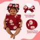 thumbnail image 2 of Conjunto de Ropa para Muñeca Reborn BABESIDE 2 Piezas con Estampado Floral en Rojo Vino, 2 of 9