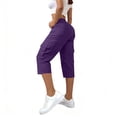 thumbnail image 4 of Lumtrix Cargo Capris For Women Summer Dressy Casual Loose Capri Pants With Pockets High Waisted Work Button Cropped Pant Purple XL, 4 of 7