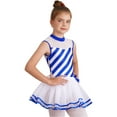 thumbnail image 3 of Aislor Girls Mock Neck Tutu Dress Ballet Dance Leotard Ballerina Striped Christmas Costume Size 6-16 Blue 14, 3 of 7