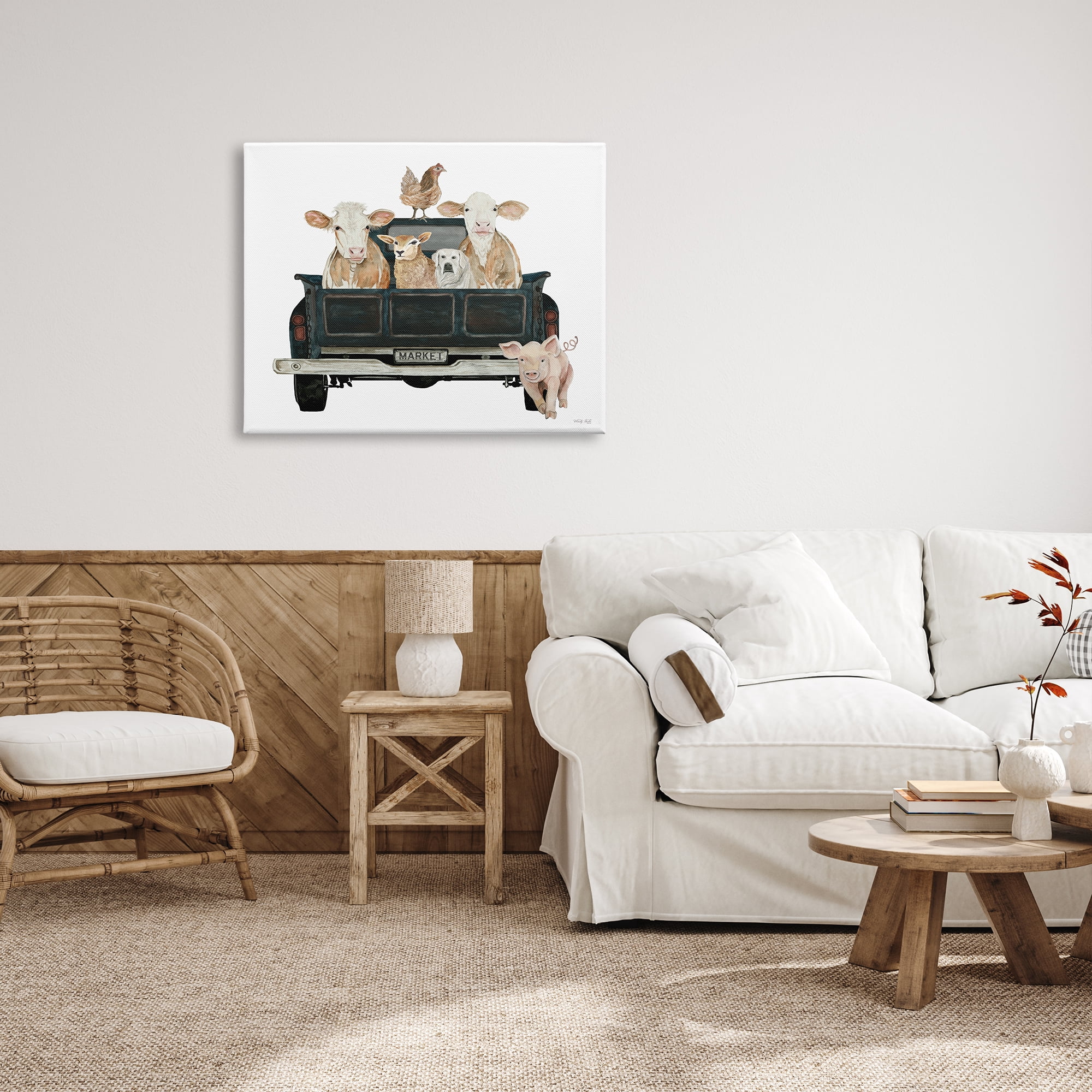 Stupell Industries Farm Animals in Truck Animals & Insects Painting Gallery Wrapped Canvas Print Wall Art, 40 x 30