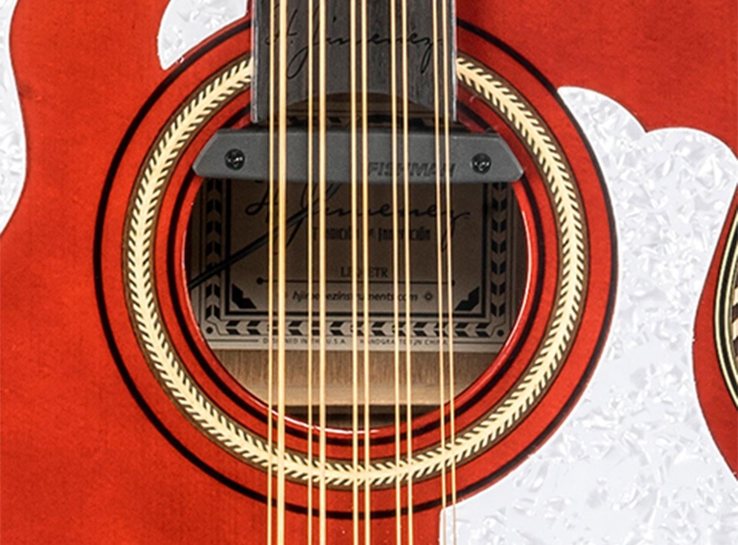 H. Jimenez LBQ4E El Patron Acoustic-Electric Bajo Quinto Transparent Red
