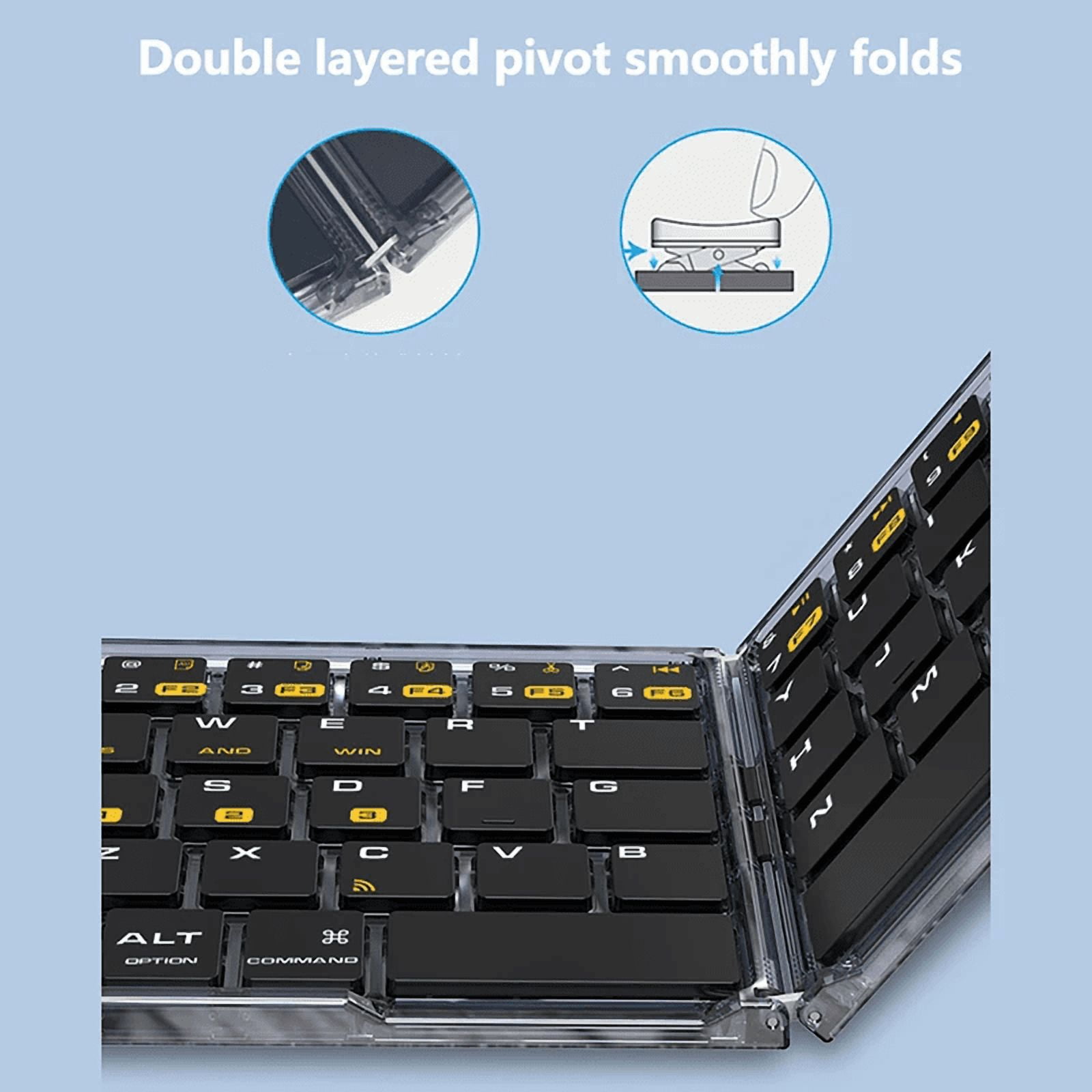 DERETE Foldable Bluetooth keyboard，Wireless Bluetooth Keyboard ，Travel Keyboard，Android Windows iOS