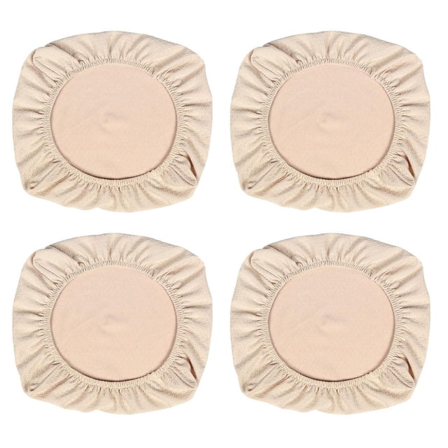 4pcs Stretch Jacquard Silla de Comedor Funda de Asiento Silla Asiento Funda Antideslizante Beige_L