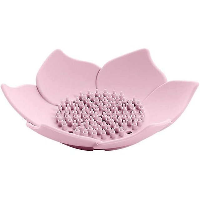 Soporte para jabonera de silicona con flores para baño, ventosa, fregadero, bañera, ducha, soporte para esponja, color rosa
