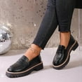 thumbnail image 6 of Viluyesy Womens Platform Loafers, Slip-On Comfortable Shiny Leather Casual & Dressy Penny Shoes Black US9, 6 of 9