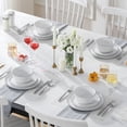 thumbnail image 3 of Vancasso 12 Piece Ceramic Dinnerware Set, Glossy Glazed Plates and Bowls Sets, Elegant Dish Sets for 4, Dishwasher & Microwave Safe, Black Trim, 3 of 10