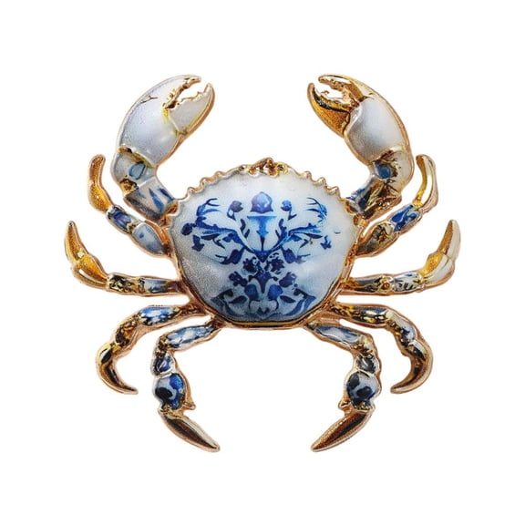Crab Brooch Pin, Patriotic Red Blue Enamel Lapel Pin, US 250th Anniversary Commemorative Brooch, for Jackets Hats Scarves