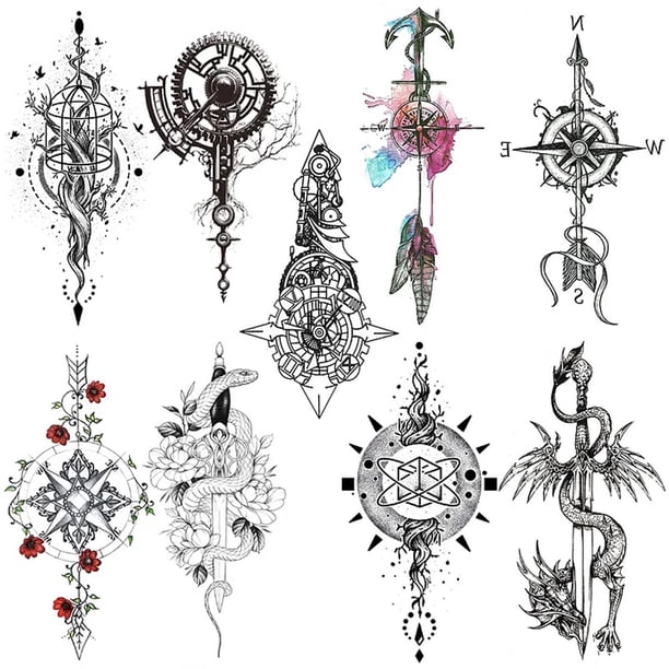 Juego de 9 pegatinas desechables para pin up, tatuajes falsos impermeables para adultos (3) Ndcxsfigh Libre de BPA
