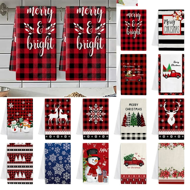 UDIYO Christmas Kitchen Towels and Dishcloths, Merry Christmas Tree