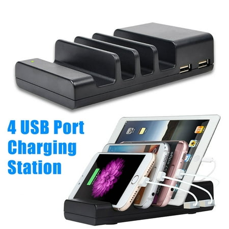 4-Port Multi USB Charging Station Stand Desktop Charger Dock For Cellphone Smartphone