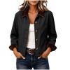thumbnail image 7 of Womens Chore Coat Lightweight Button Front Contrast Point Collar Jacket Long Sleeve Work Casual Outerwear with Pockets, 7 of 7