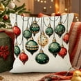 thumbnail image 2 of Christmas Pillow Cover, Santa Claus with Wreath String Lights Printed Linen Throw Cushion Case for Sofa Bed Holiday Decor(D), 2 of 6