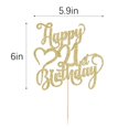 thumbnail image 2 of Cake topper AROKIPPRY con brillo dorado, feliz 21.º cumpleaños, 2 of 8