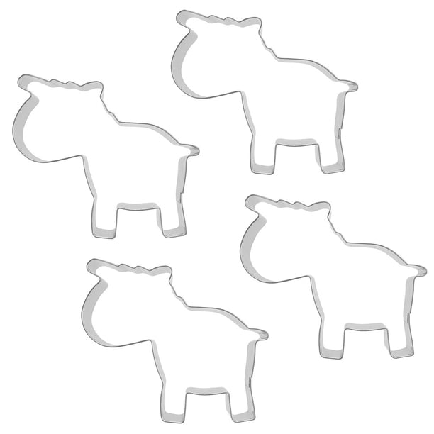 Juego de 4 cortadores de galletas con forma de cebra, de acero inoxidable, para frutas, ideales para hornear en casa o en una panadería (plateado).