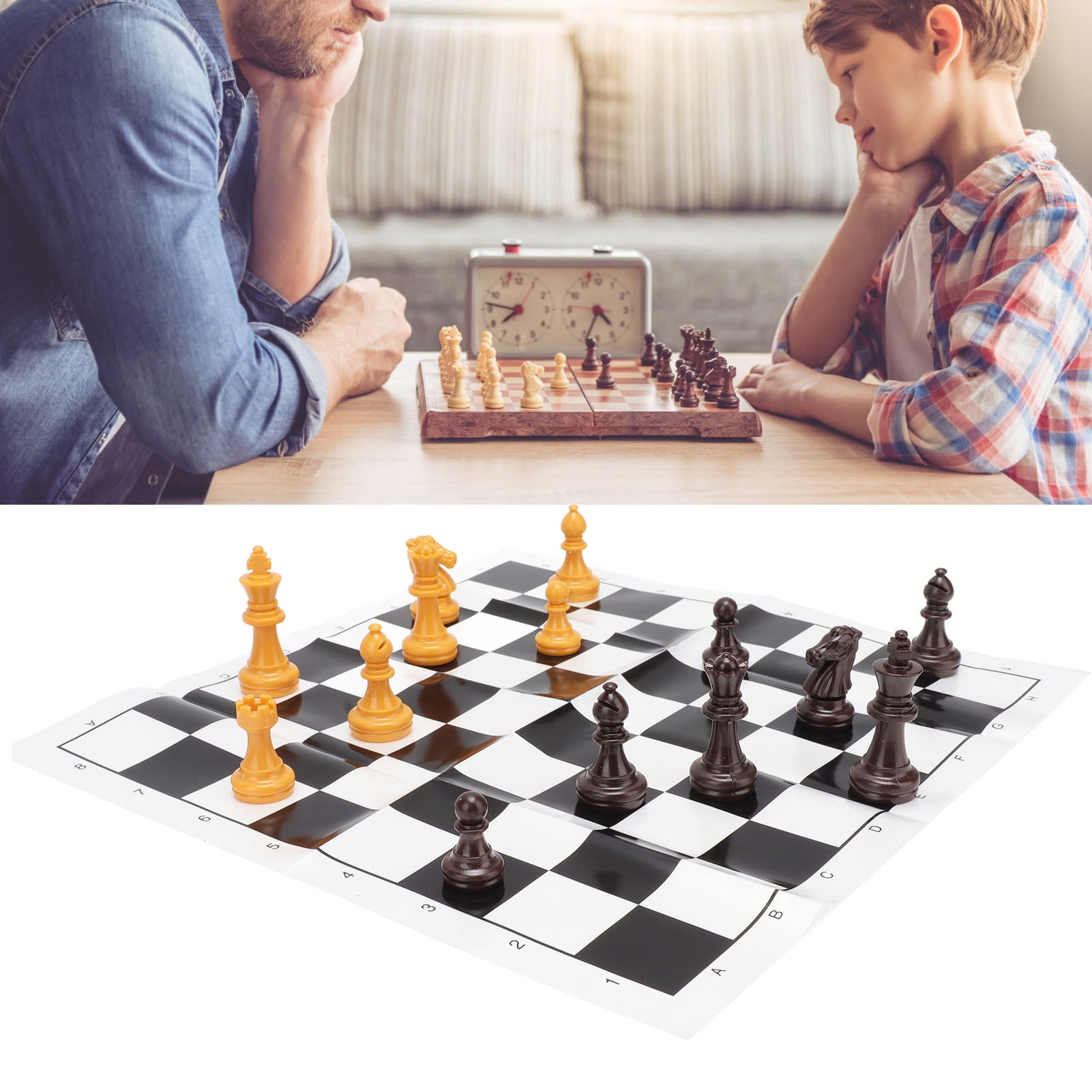Italian Black & White Marble Chess Set - Handmade 25x25cm (9.8") Board With Pieces