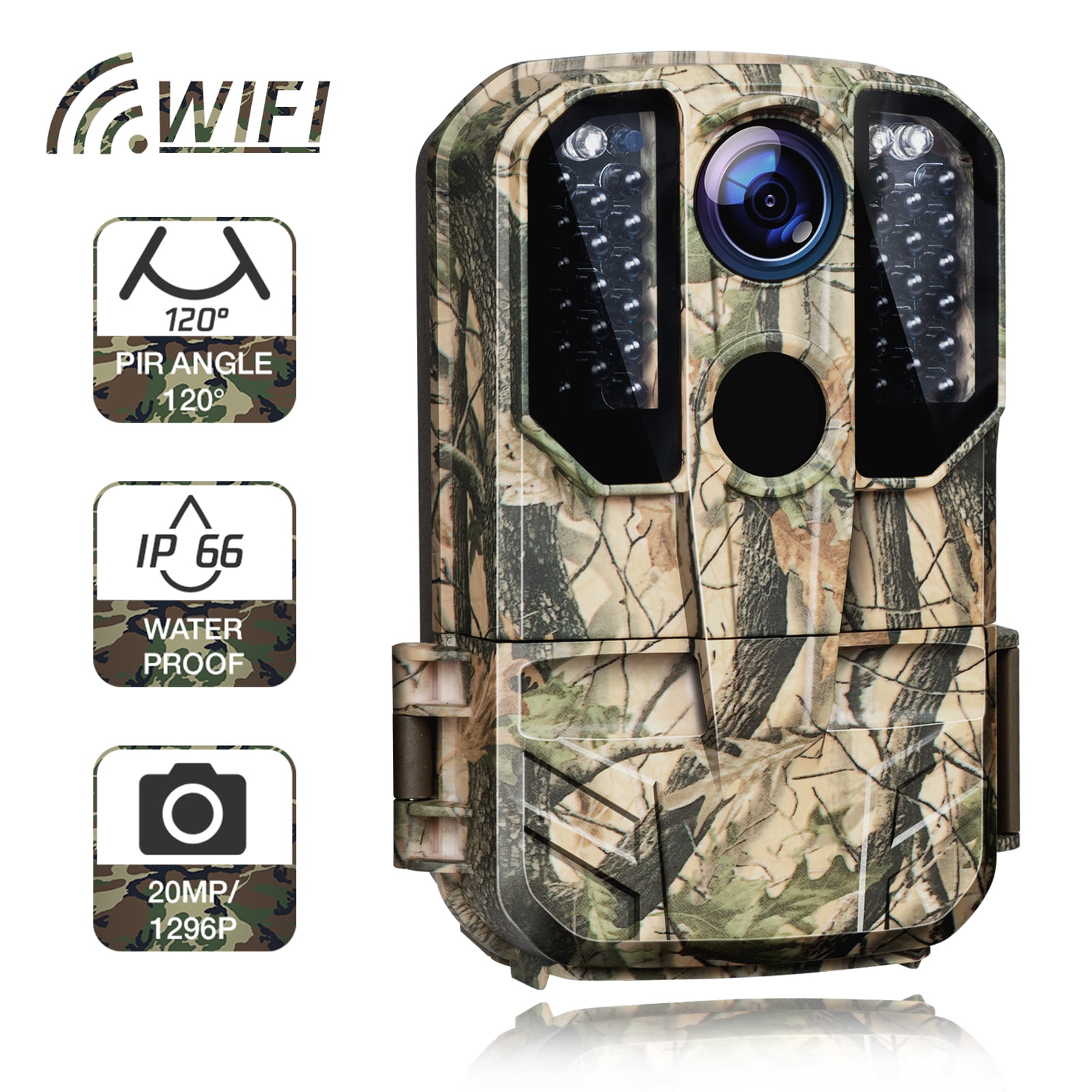 Campark WiFi Trail Camera 24MP 1296P Bluetooth Game Camera with Night Vision Waterproof IP66 Motion Activated
