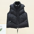 thumbnail image 5 of IROINNID Women's Puffer Vest Solid Color Sleeveless Warm Pocket Vest Coat Short Jacket Winter Turn Down Zipper Outerwear, Black, 5 of 6