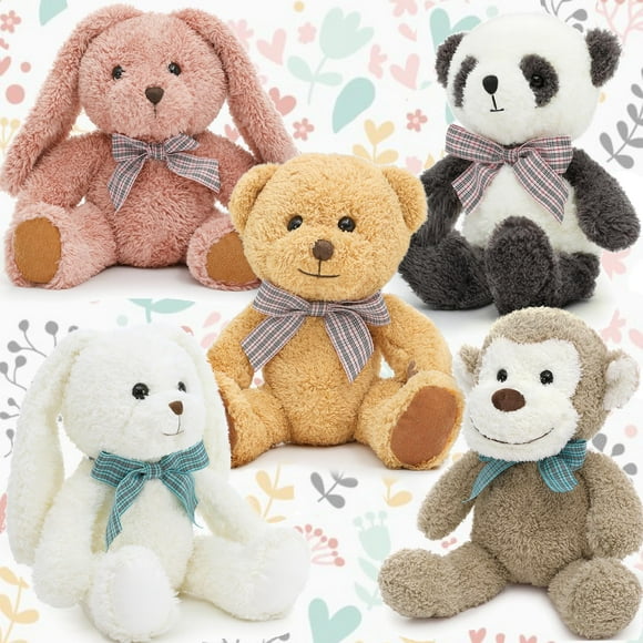 MaoGoLan 13 inch Stuffed Animals Bulk Plush Set Toys Bundle Party Favors for Kids Teens Girls - Soft Teddy Bear, Floppy Bunnies, Monkey, P