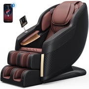 Upgo 4D Massage Chair Full Body, Zero Gravity Massage Chair with Heat and Foot Massage with Airbags, Kneading, Bluetooth, LCD Touch Control - Brown