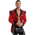 thumbnail image 3 of TiaoBug Men's Sparkly Sequin Tailcoat Jackets Circus Ringmaster Showman Costume Red XXL, 3 of 6