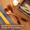 thumbnail image 4 of Wooden Spoons Forks Set Japanese Style Wooden Utensils Set for Eating Wood Flatware Set Reusable Handmade Long Handle Spoons Forks for Eating, Stirring, 8.9 Inches (Black Cords,16 Pieces), 4 of 6