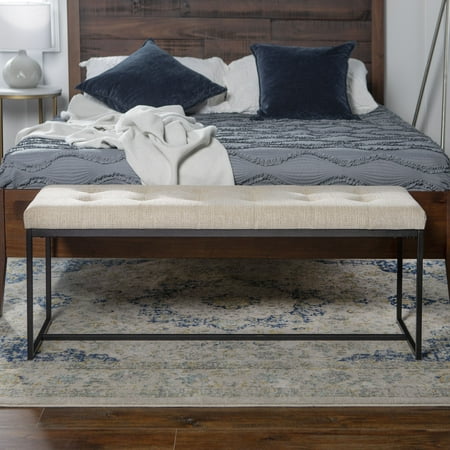 Manor Park 48 Transitional Upholstered Bench With Metal Base
