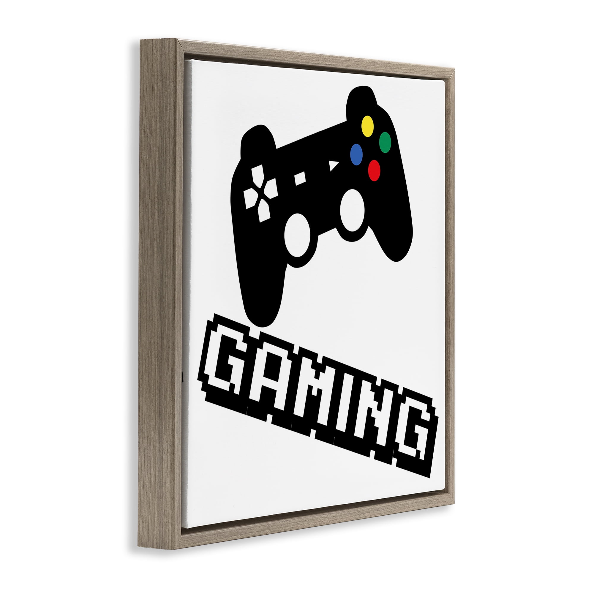 Stupell Industries Playful Pixel Gaming Brown Framed Floater Canvas Wall Art, design by Marcus Prime