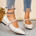 thumbnail image 6 of KEGIRLOM Women Fashionable And Casual All-Match Large-Size British-Style Thick-Heeled Buckle Round-Toe Comfortable Buckle Inner-Heightening Shoes Beige 8.5, 6 of 9