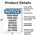 thumbnail image 2 of (2 Pack) Food Prep Sink Only A Basin Should OSHA Notice Sign 7 Inch X 10 Inch Plastic Sign, Weather Resistant, UV Protected for Workplace, Business, and Construction Site, Made in the, 2 of 8