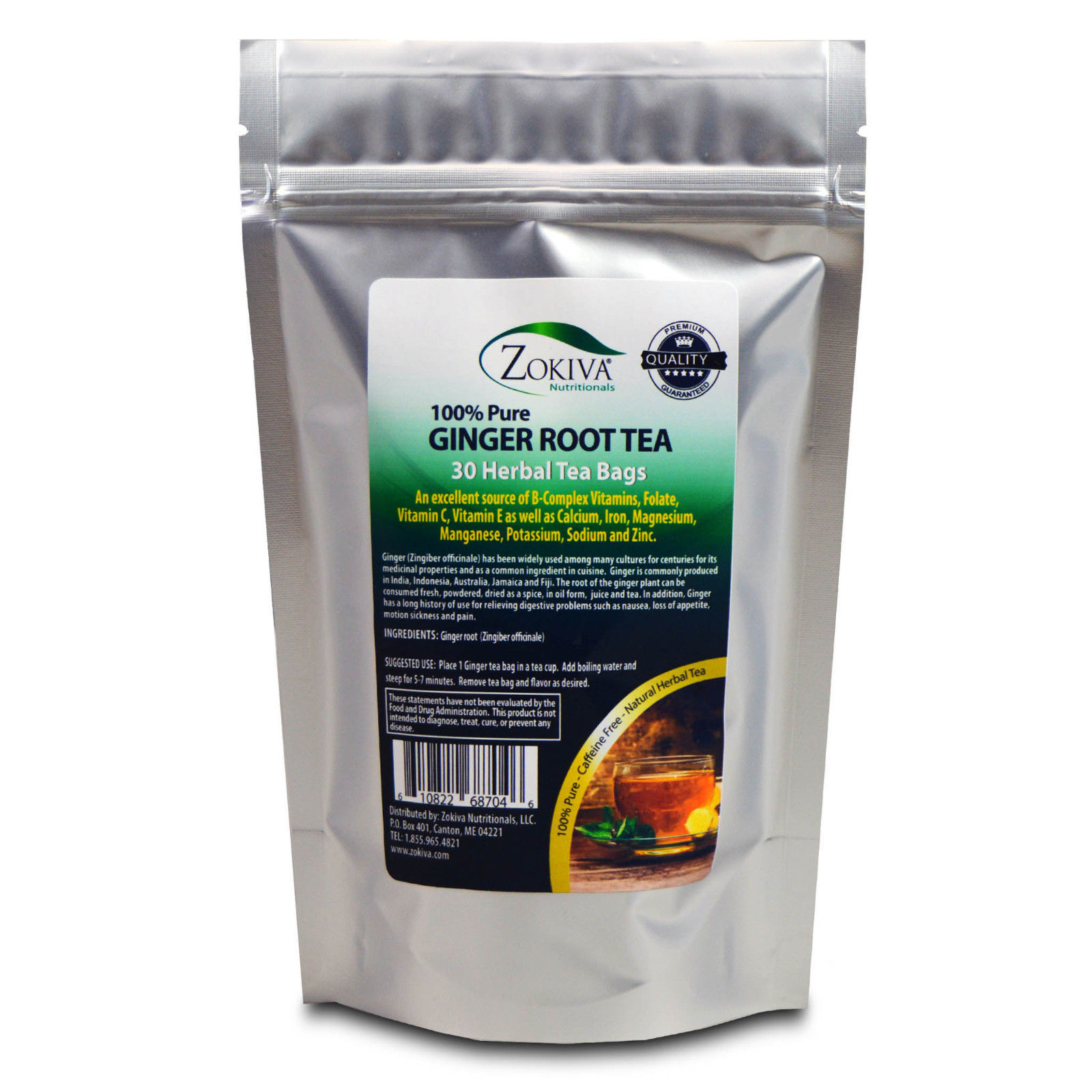 Ginger Tea 100 Pure Root (30 Bags) AllNatural Caffeine Free Herbal