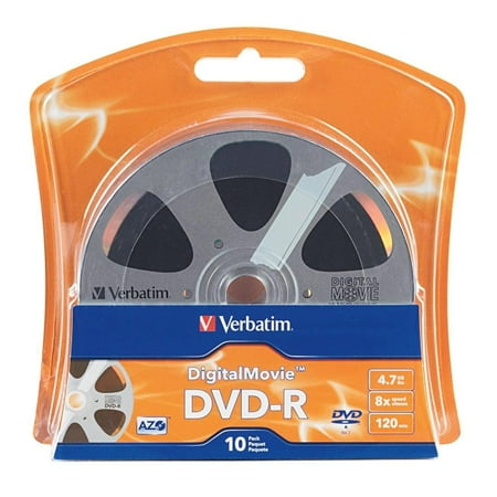 Verbatim DVD-R, 96856, 4.7GB, 8X, DigitalMovie Surface, 10PK Blister, TAA