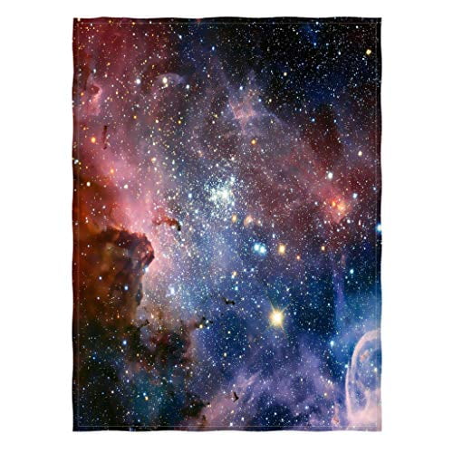 Couverture Jetée Espace, Couverture en Polaire Étoile Galaxie Univers pour Canapé Chaises, 58 x 80 Pouces, Colorée