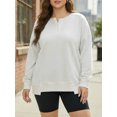 thumbnail image 6 of JYLFC Women Button Down Henley Heavyweight Sweatshirts Autumn Winter Cute Solid Color Patchwork Pullover White L, 6 of 8