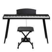 Ktaxon Digital Piano 88 Key Semi Weighted Keyboard with Foldable Bench for Beginners Triple Pedal, Black