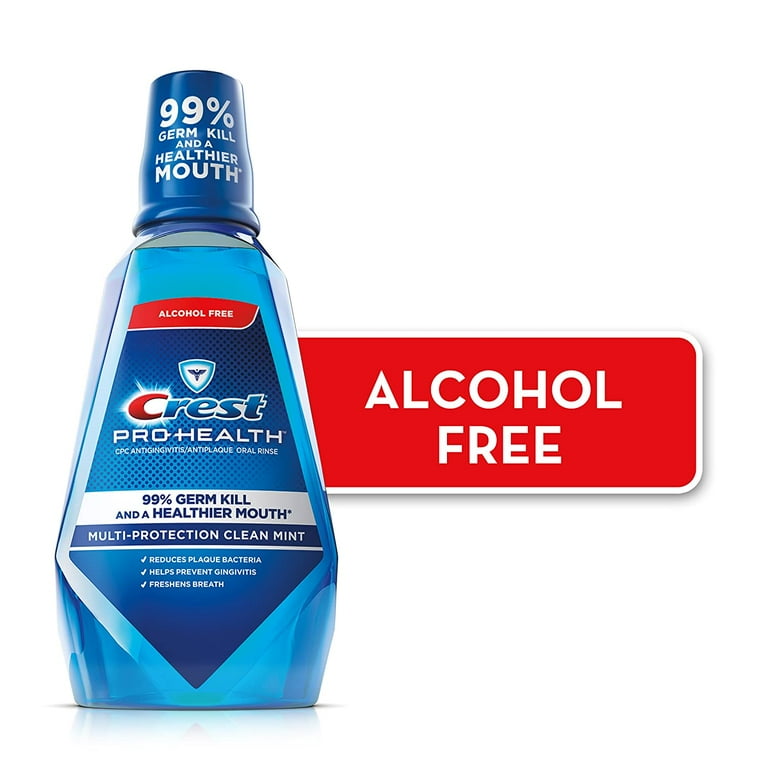 4 pack) Crest Pro-Health Alcohol Free Mouthwash, Clean Mint, 500