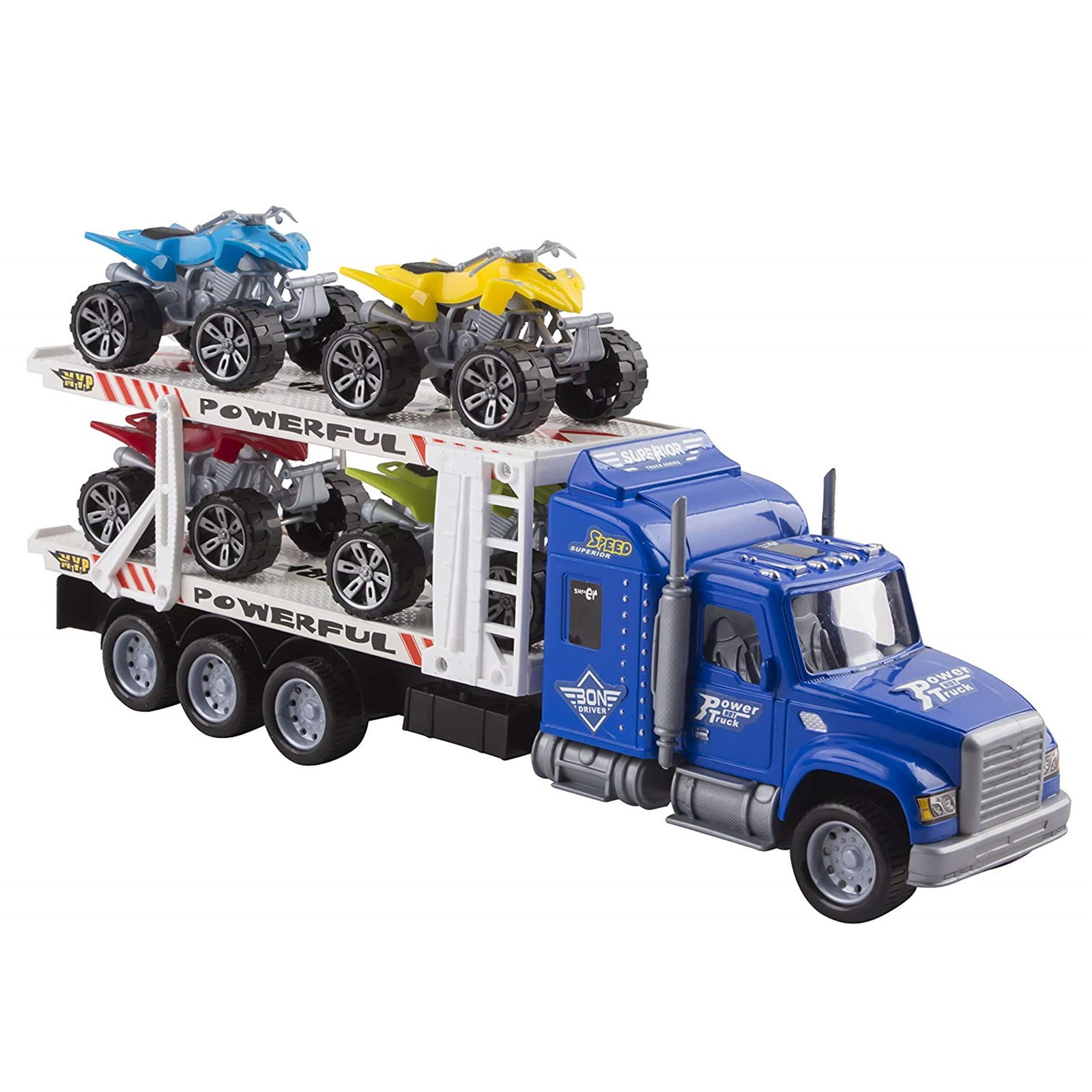 Big Daddy Big Rig Heavy Duty Tractor Trailer Car Transport Toy Truck with 3 Cars 