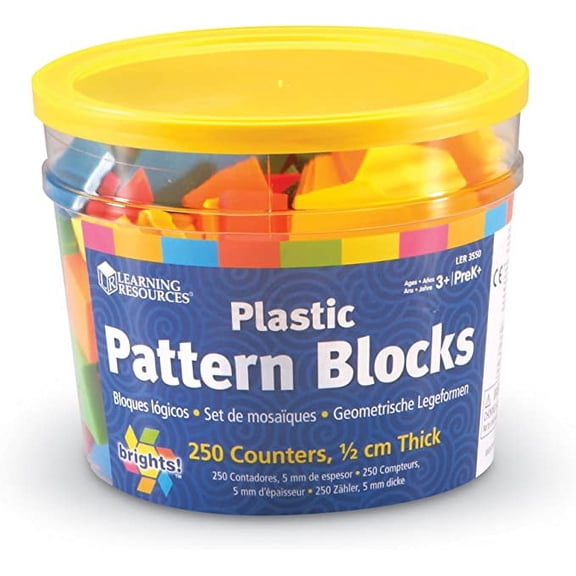 Learning Resources Brights! Pattern Blocks, 250 Blocks, Ages 3 
